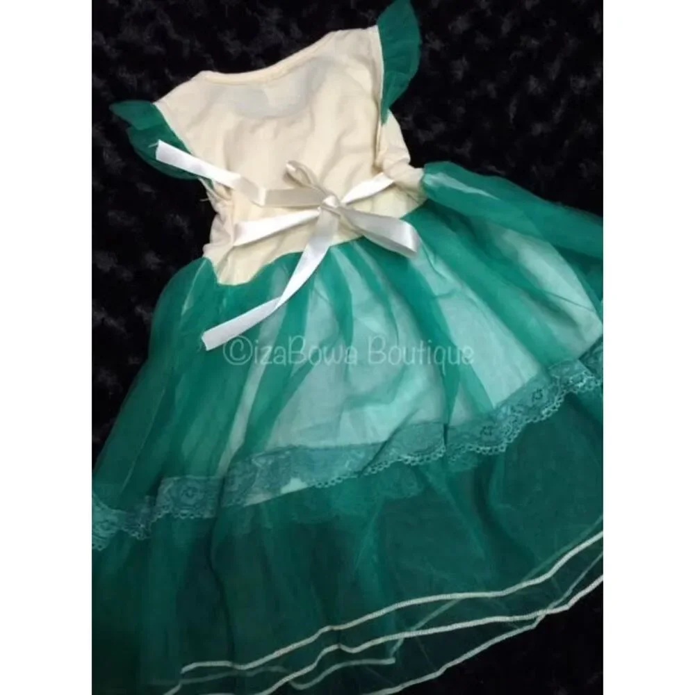 Ivory and Emerald Tulle Dress  EMDR5  5T  (I)  NWT Boutique